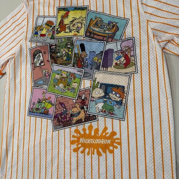 Nickelodeon y2k Retro Graphic Baseball Jersey Men's Medium Orange/White Rugrats - Picture 7 of 10